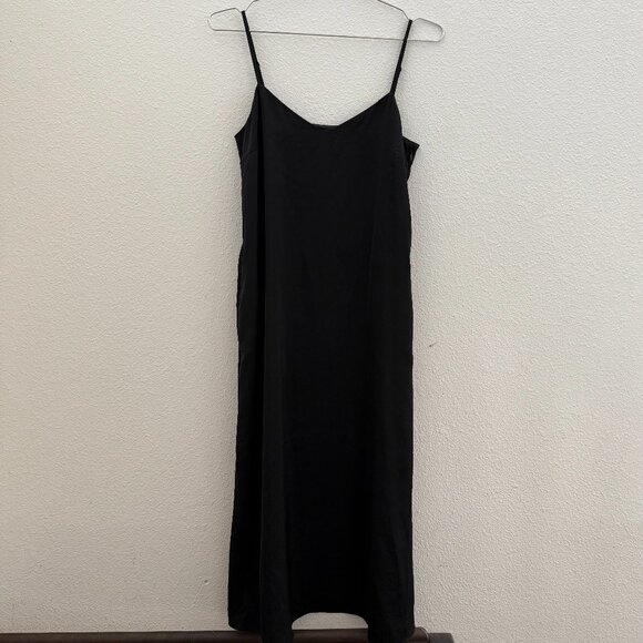 UNIQLO Size S Black Satin Camisole Long Dress - Picture 1 of 6